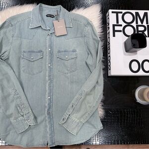 Brand New W/ Tags Tom Ford Western Denim Shirt Size 41 (Like M) Orig Retail $940